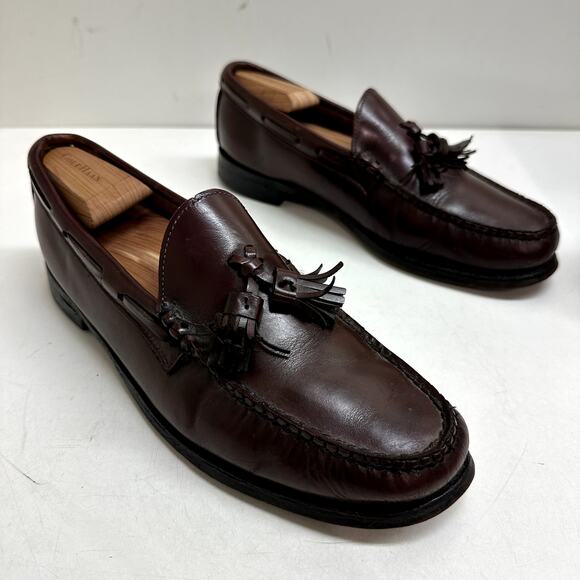 VERY GOOD Quoddy Tassel Loafer Burgundy Leather Vintage Made in USA Men\'s 9.5 main image 9